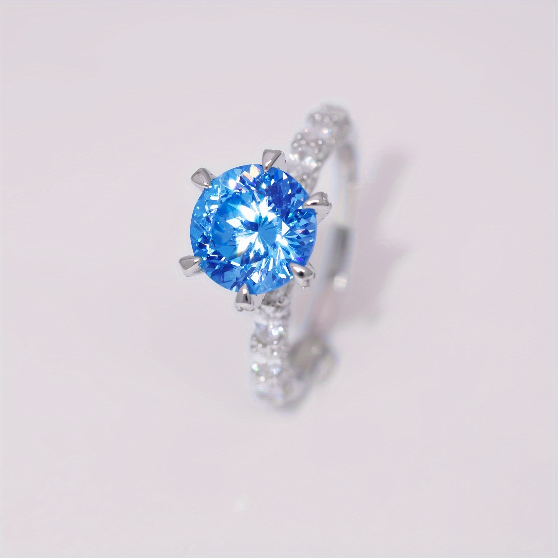 

1pc 3.0 Carat Blue Moissanite 925 Silver Ring, Anniversary Gifts
