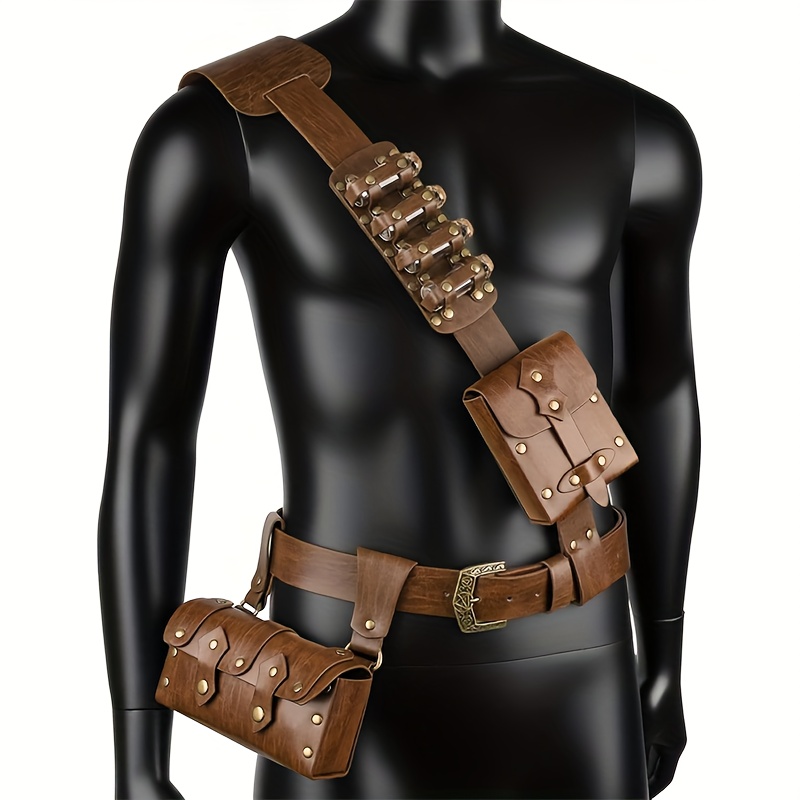 TEMU Medieval Tactical Belt Accessory, Renaissance Faux Leather Waist Bag, Suitable For Cosplay