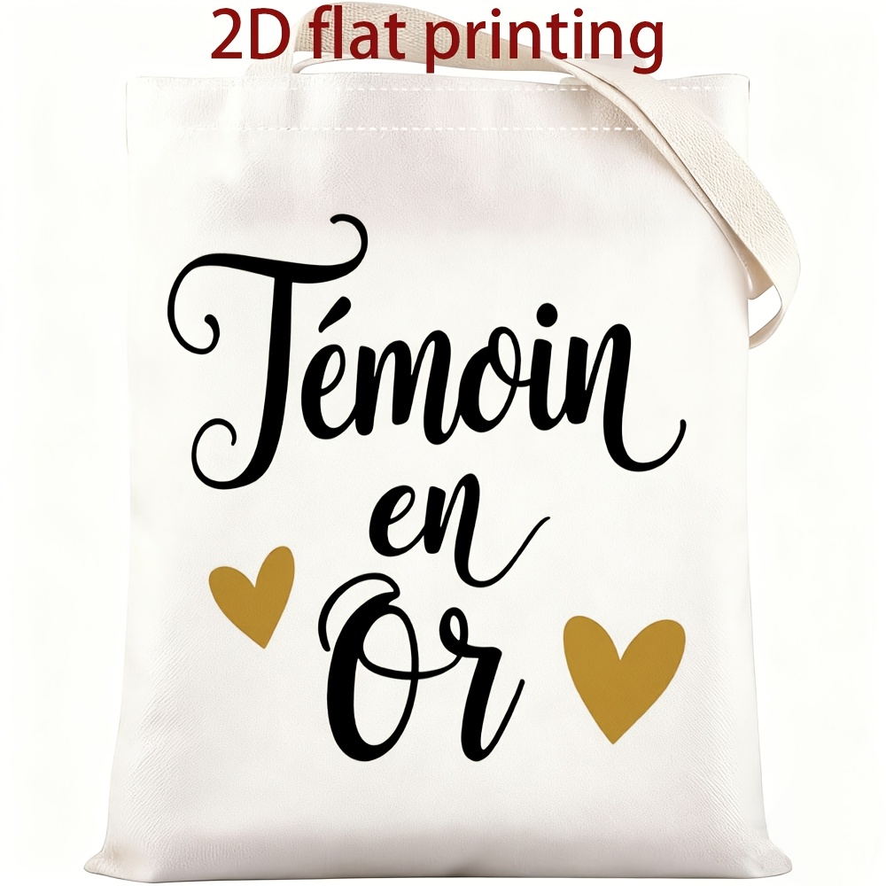 TEMU Sac fourre-tout pour témoins de mariage avec motif de cœur doré - Sac à main léger et multifonctionnel pour les quotidiens et l' , grand sac de