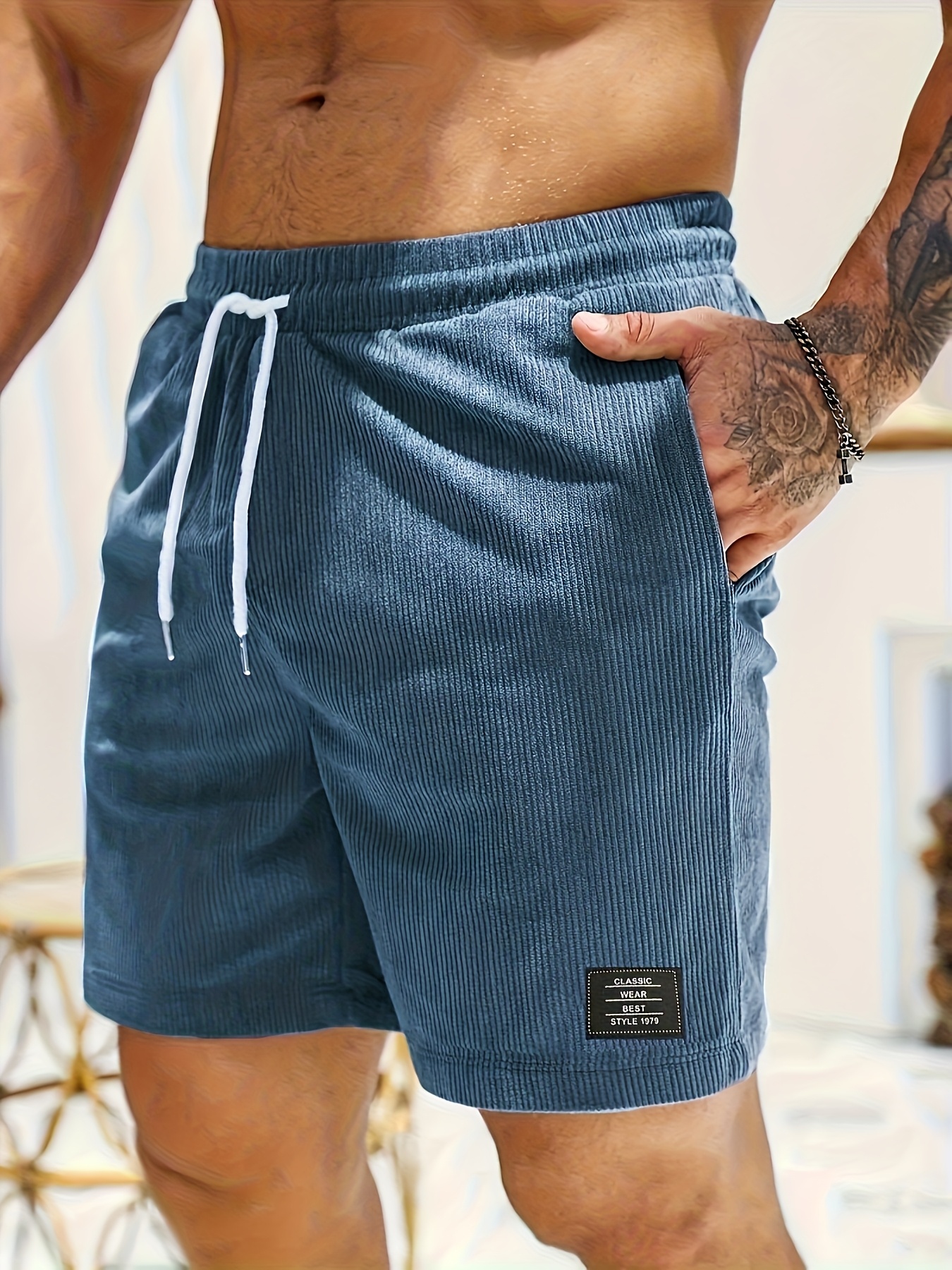 summer men's casual jogger shorts fleece beach pants Temu Portugal