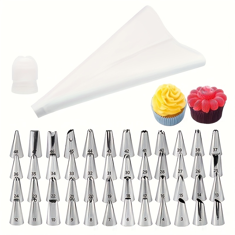 

26/50pcs Stainless Steel Cake Decorating Kit - Piping Tips & Couplers For Cupcakes, Cookies & More - Essential Baking Tools