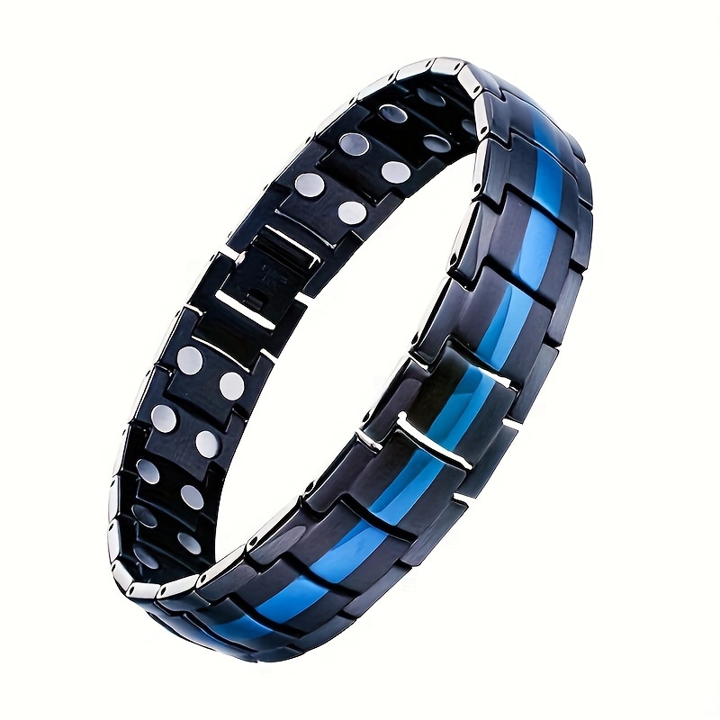 

1 Pc Magnetic Bracelet For Men, Stainless Steel Magnetic Bracelet With Double Row Magnets Adjustable With Sizing Tool