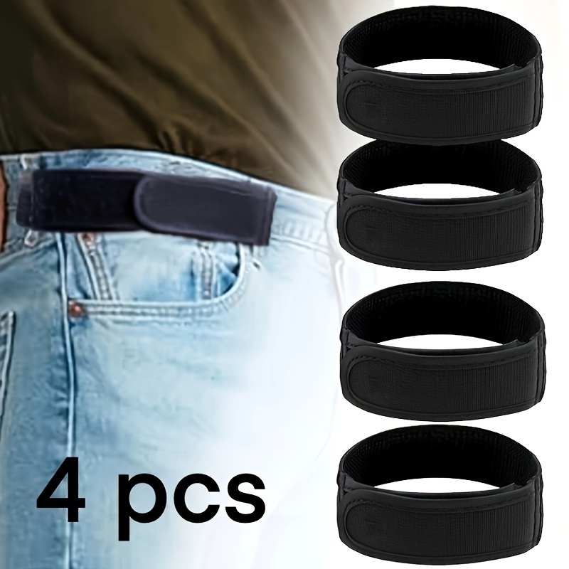 

4pcs No-buckle Stretch Belt - Casual Nylon, Design, In Plus, Medium & Small Sizes, Lazy, Waistband