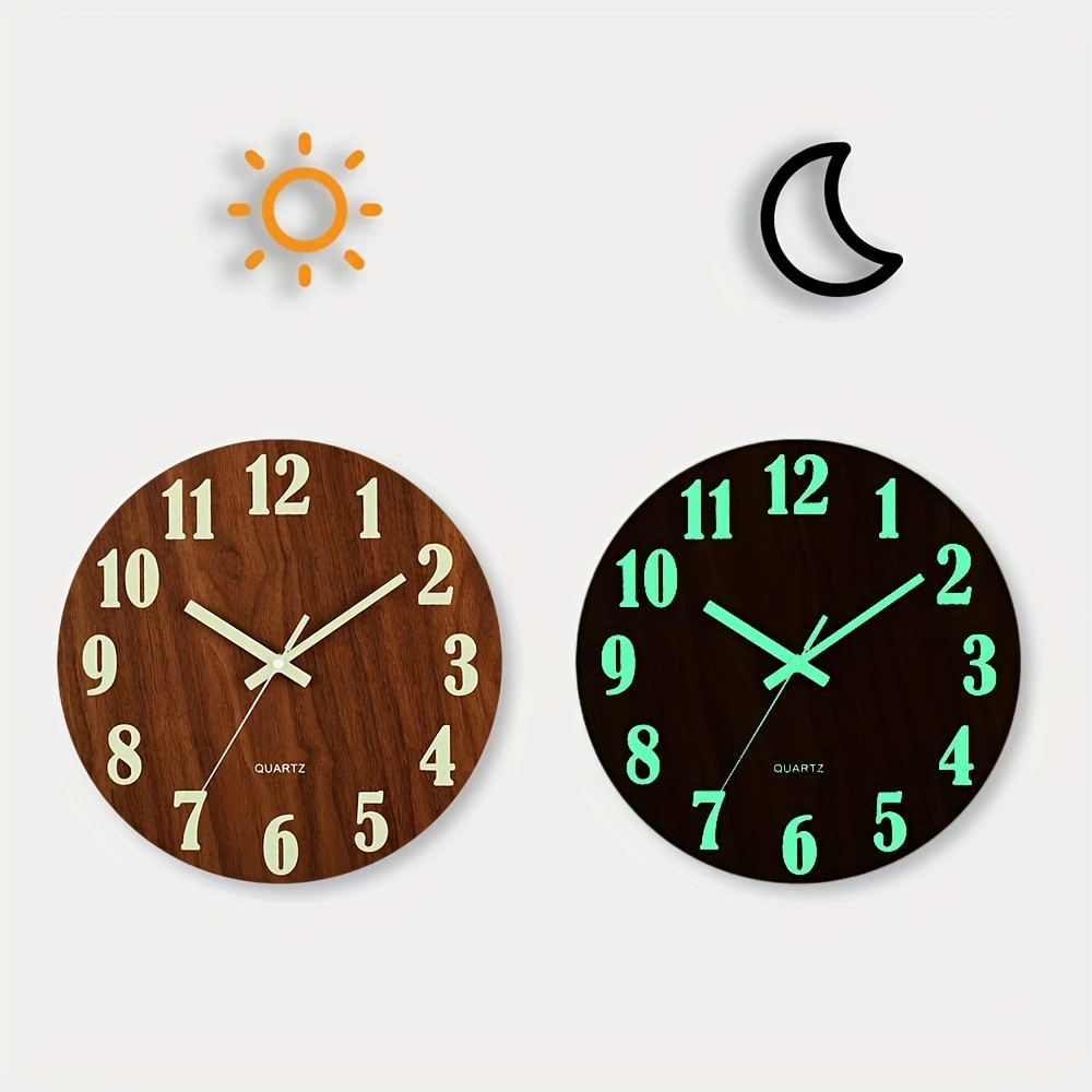 

1pc Wooden Wall Clock, Wooden Wall Clock, -the-dark Wall Clock, Silent Clock, For Living Room Bedroom, Room Decor, Home Décor, Kitchen, Office Decor, Christmas Thanksgiving New Year Decor