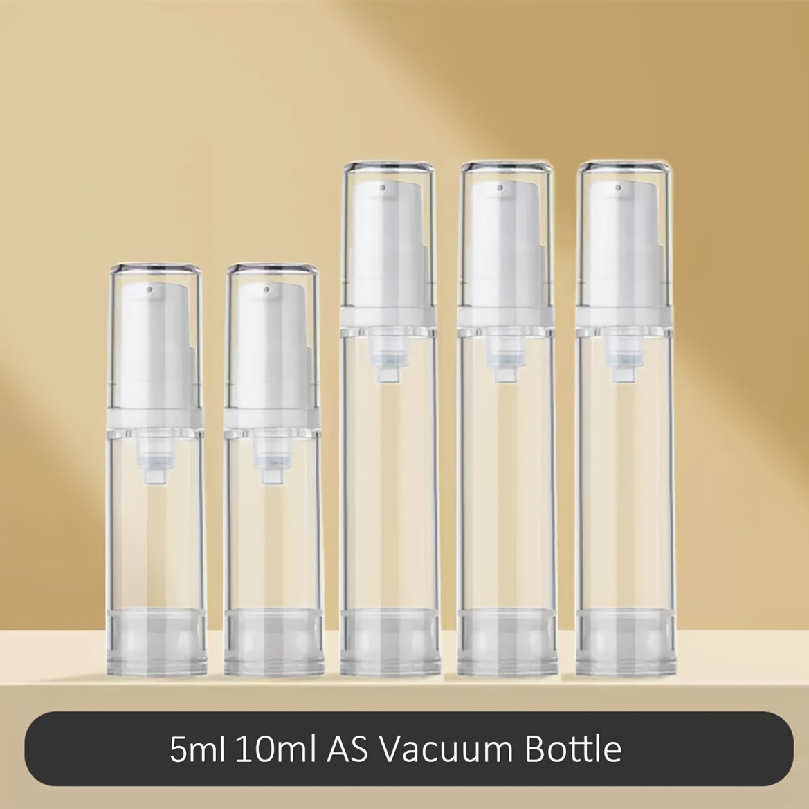 

5pcs Clear Airless Pump Bottles For Lotion & Foundation - 5ml/10ml, Refillable, Leakproof Travel Containers, Phthalate-free Plastic