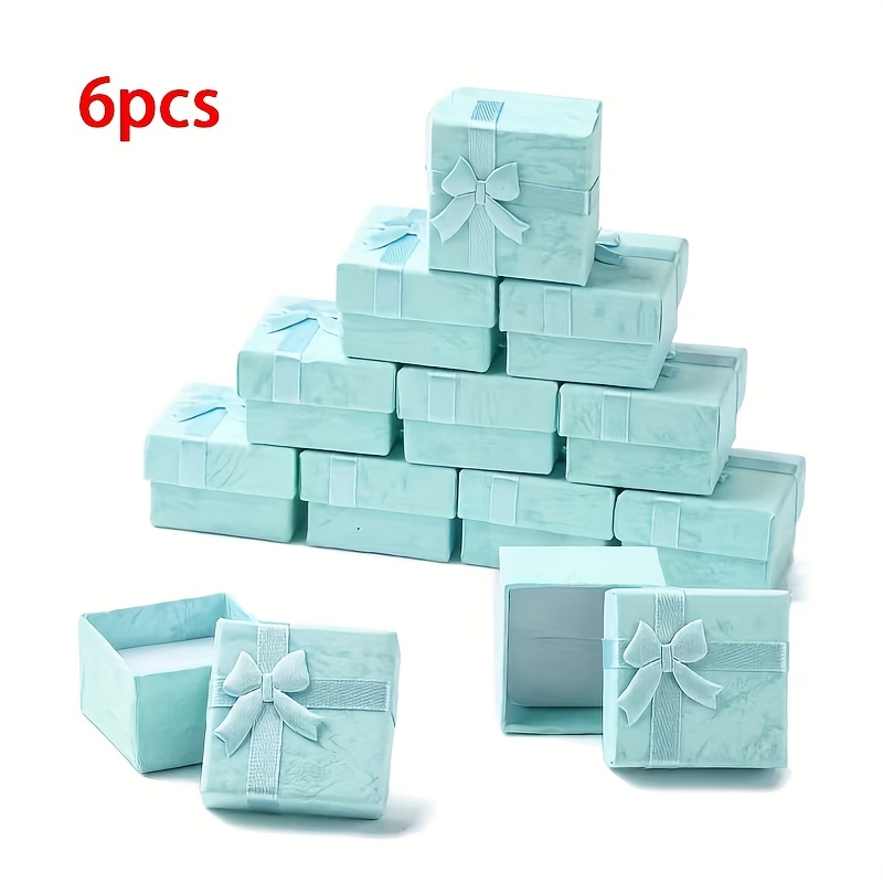TEMU 6 Scatole per con Fiocchi in Colori Assortiti - Eleganti Scatole Regalo di Carta, Adatte per Anelli, Orecchini, Spille, Decorazioni Natalizie,