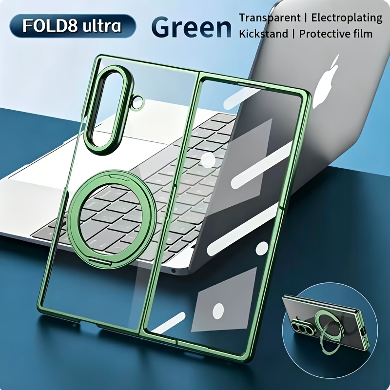 TEMU Phone Case: Phone Case For Galaxy Z Fold8 Ultra, Golden -degree Rotating Magnetic Stand, Supports Wireless Charging, Integrated Shell And Film,