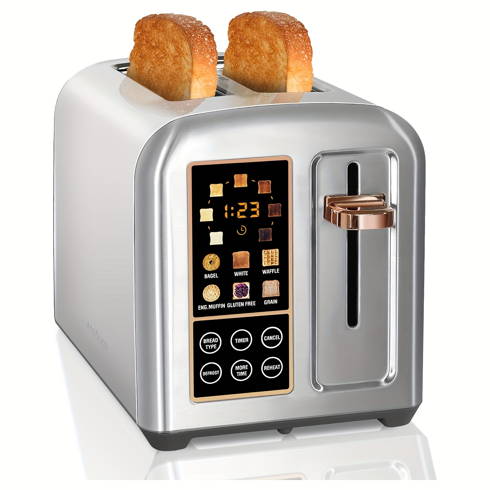 

Seedeem 2- Stainless Steel Toaster With Lcd Display & , 50% Faster Heating, 6 Bread Settings, 7 Shade Options, 1.5'' Wide Slots, Removable Tray - Gift