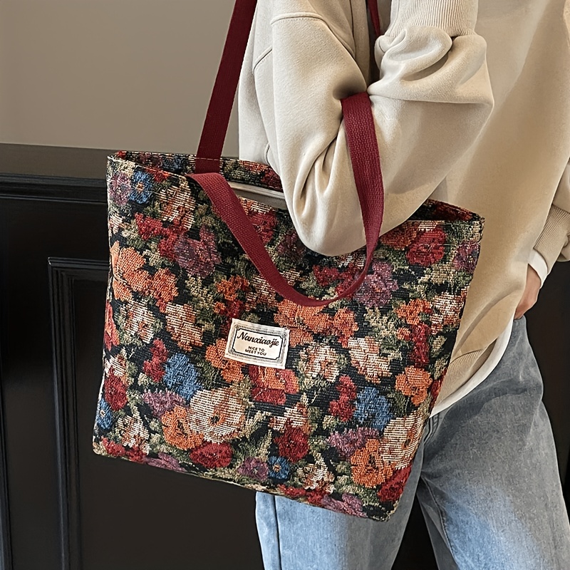 TEMU 1pc Fashionable Large Size Women' Tote Bag - Shoulder Bag With Zipper Closure, Trendy Solid Color, Suitable For Work And School