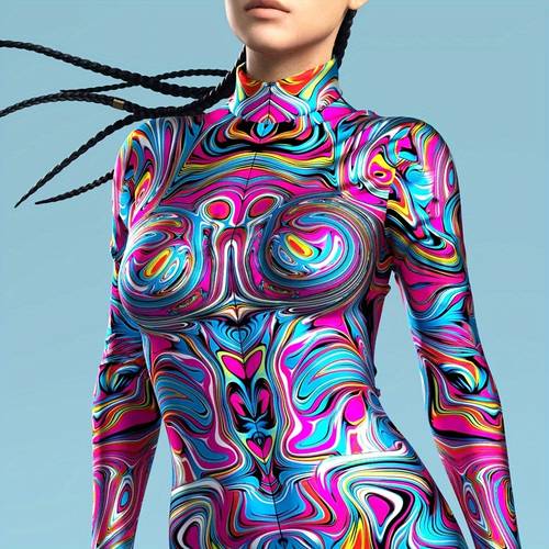 and colorful spandex full body printed yoga and fitness suit halloween costume party nightclub outfit halloween costumes festival performance outfits christmas costumes
