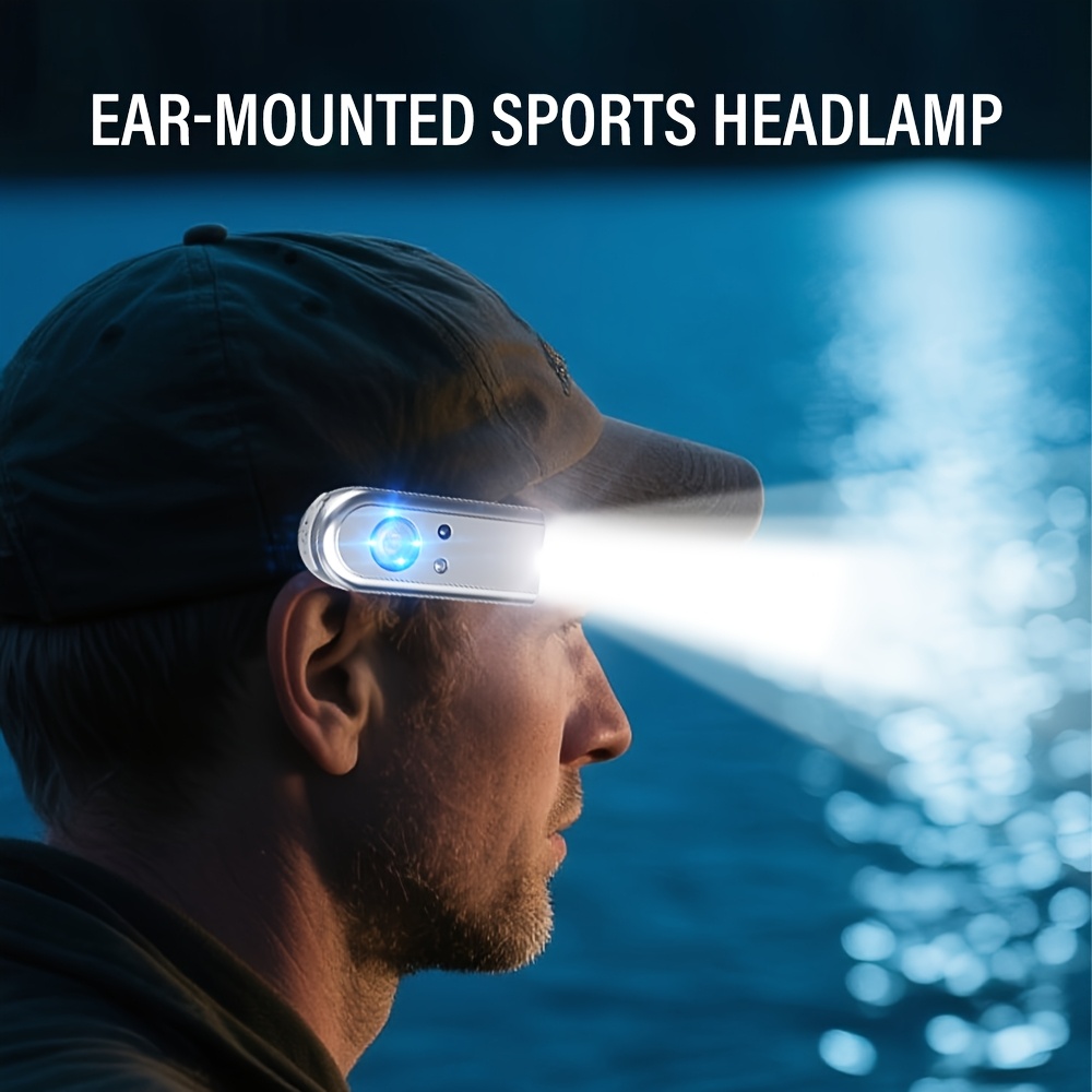 lihangstar rechargeable   hands free ear headlamp with motion sensor headlight 5 light   magnetic clip on for running hiking camping lightweight for night fishing rides dog walking chargeable Product details 2