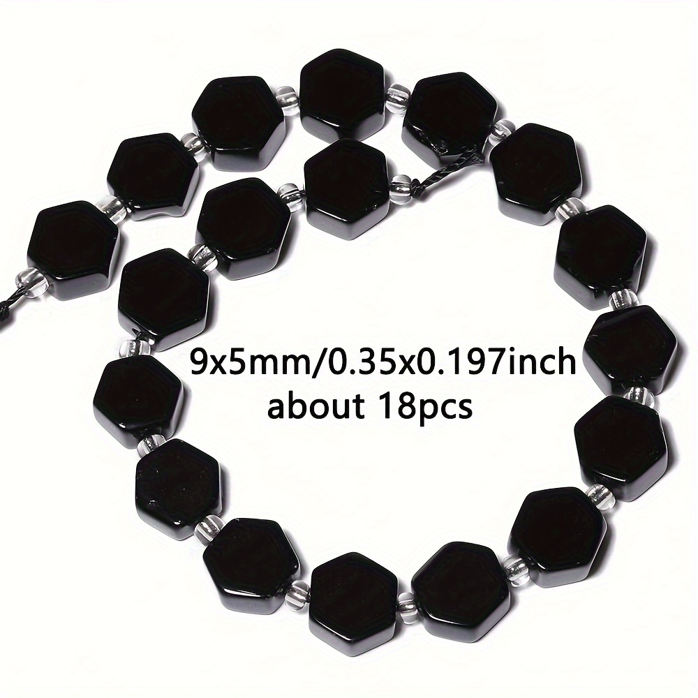 TEMU Perles d'espacement larges de haute qualité en noire naturelle de hexagonale, mesurant 9X5 mm, parfaites pour la fabrication de bijoux, y des