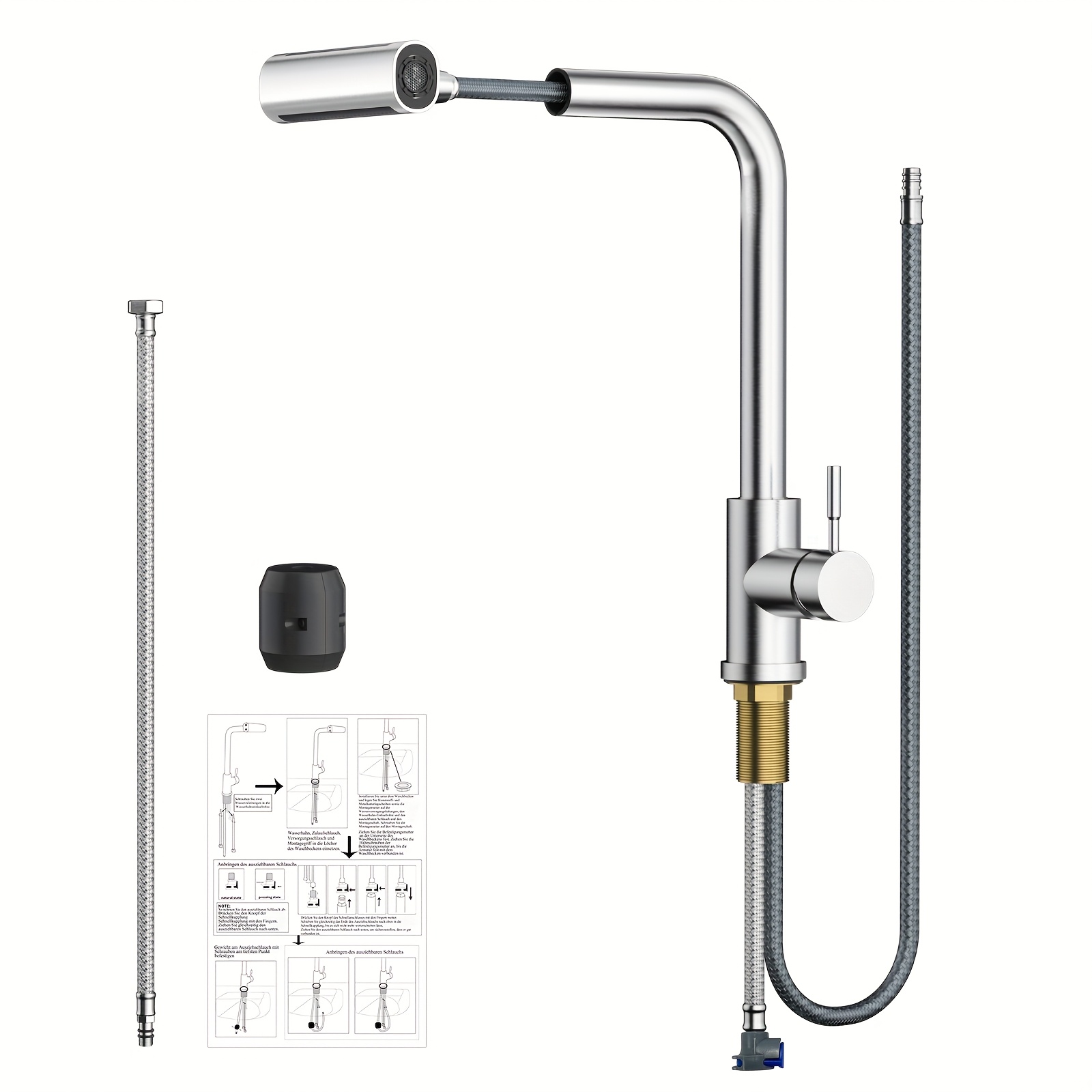 Faucets For Kitchens Featuring A Pull-down Sprayer, Designed For Single Holes And Single Handles, Ideal For Sinks In Farmhouses, Campers, Laundry Rooms, Rvs, And Bars