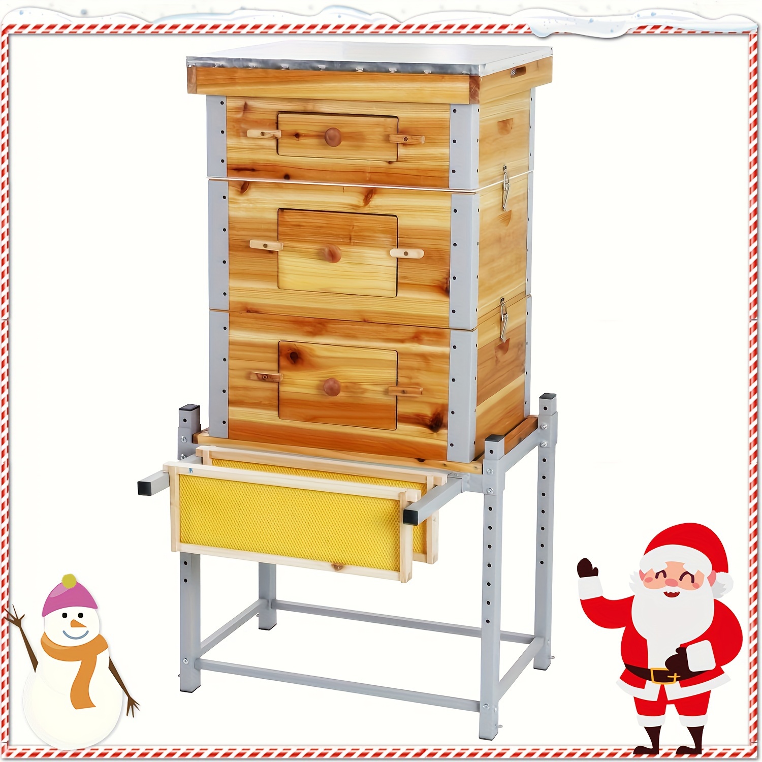 

Gutinneen Bee Metal Frame And Stand, 10-frame In 100% , Bee Hives Box Includes Wooden & Waxed