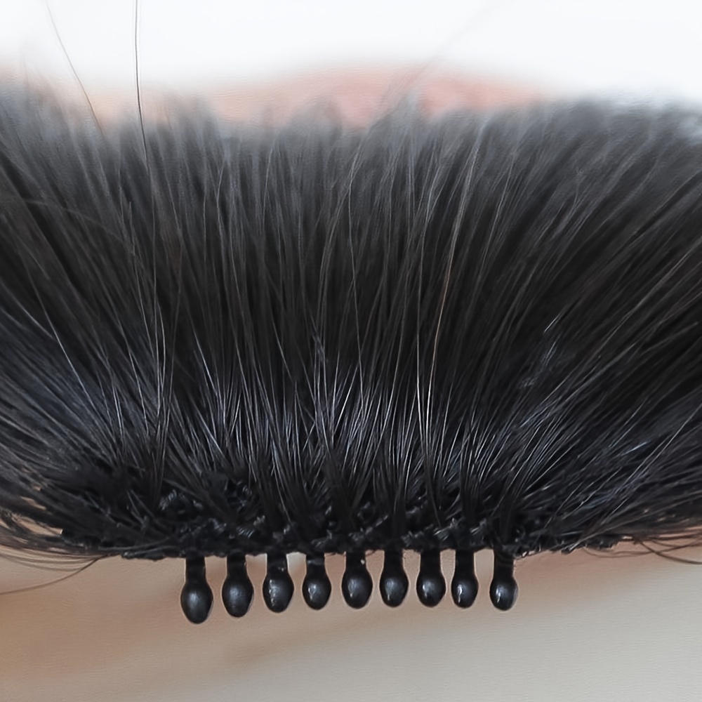 clip in human hair straight bangs extension for women elegant daily wear hairpiece black   natural   for all     styling sleek straight hair textured hairpiece details 3