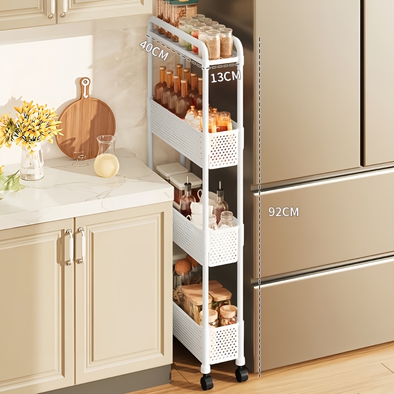 TEMU 4-layer Stackable Storage Rack, Home Shelf, Kitchen Storage Rack, Floor-standing Mobile Multi-functional Cart, Narrow Edge Storage Rack