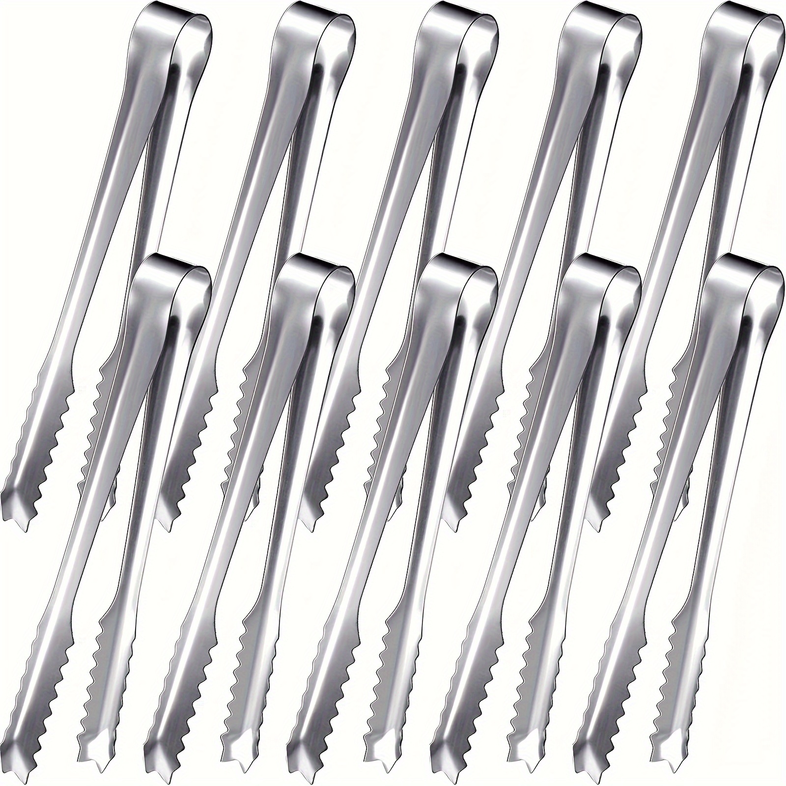 Image of 1/10/30pcs, Stainless Steel Ice Tongs, Barbecue Tongs, Food Tongs, Bread Tongs, Kitchen Utensils Tongs, Hotel Supplies