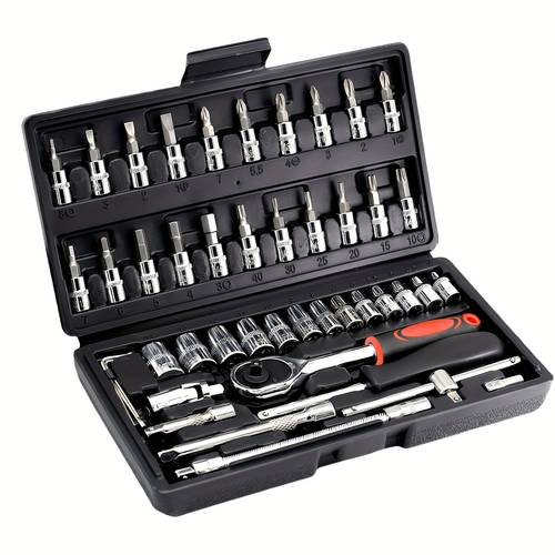 45pcs Multi-Functional Tool Kit Socket Wrench Screwdriver Set for Home Auto Repair with Portable Storage Case