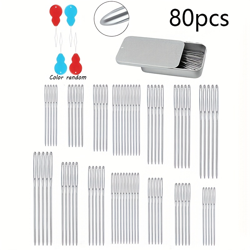 TEMU 80/40 Large Eye Blunt Needles, 7 Sizes Stainless Steel Yarn Knitting Needles, Sewing Needles, Hand Knitting With For Finish Crochet And Knitting