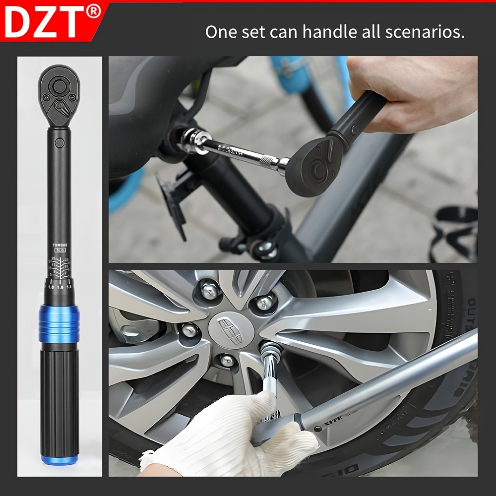 VANPO Torque Wrench 3/8 Inch, 5-60 Nm Bicycle & Motorcycle Torque Wrench Set With 125 Mm Extension Rod, 3/8-1/4 Inch Adapter For Bicycles, Motorcycle And Car Spark Plug Change