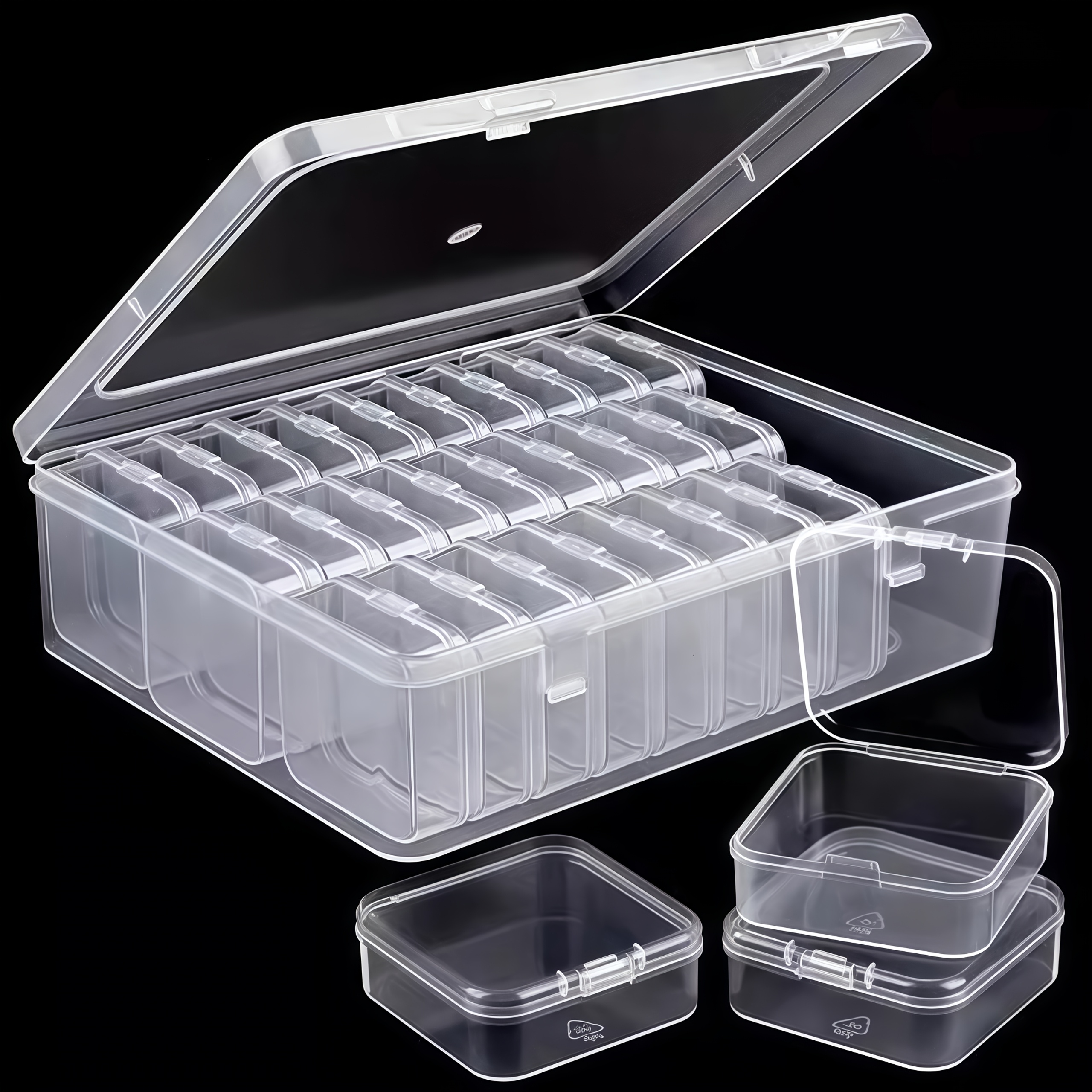 31pcs set: 1 large box + 30 small transparent plastic storage containers with lids - bead organizer case for   making, nail art & bracelet crafting supplies – perfect valentine s day gift and women’s/girls’ present Product details 1