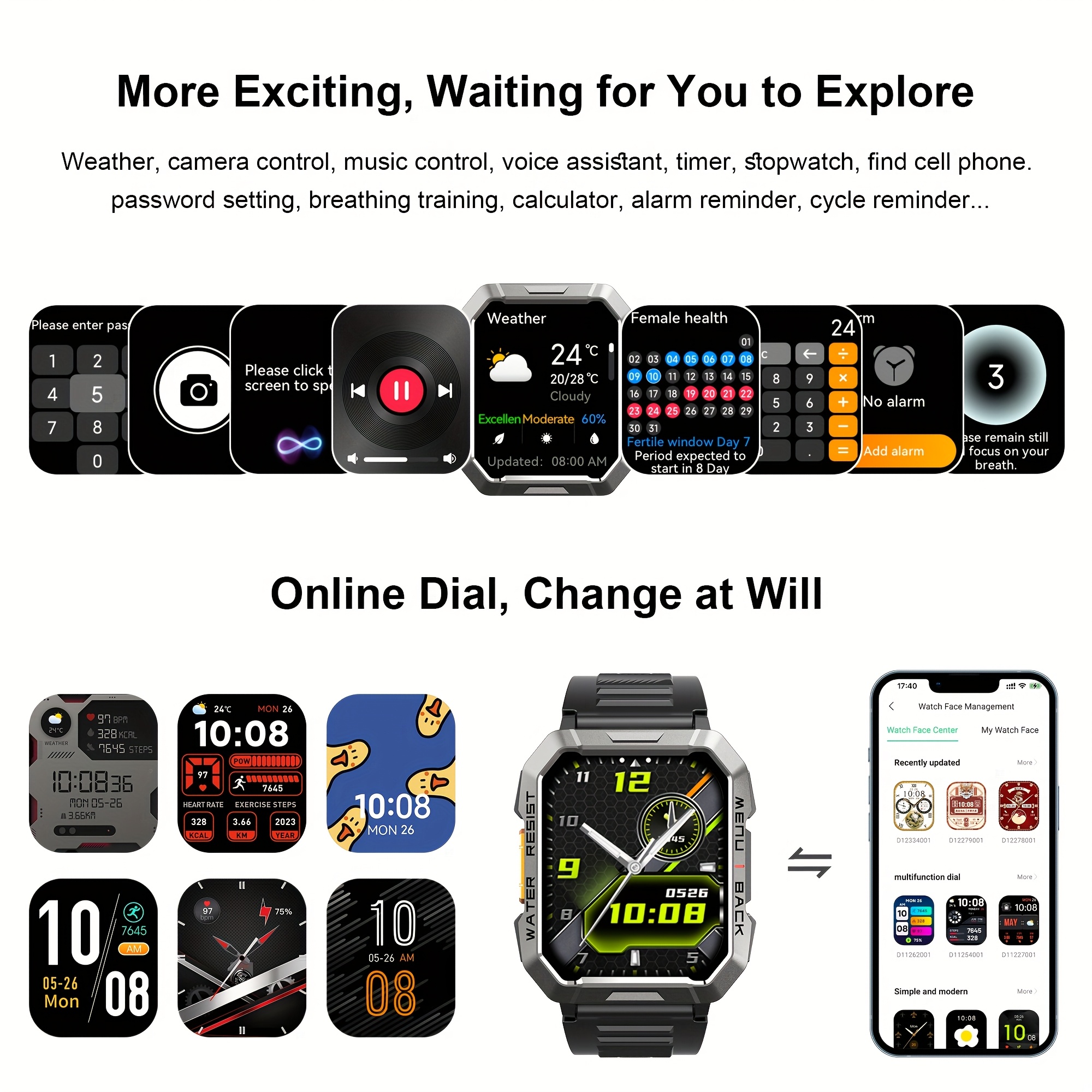 smartwatch for man women call answer dial   assistant   83 inch sports smartwatch fitness tracking monitor with pedometer calorie distance   valentines day gift birthday gift Product details 35