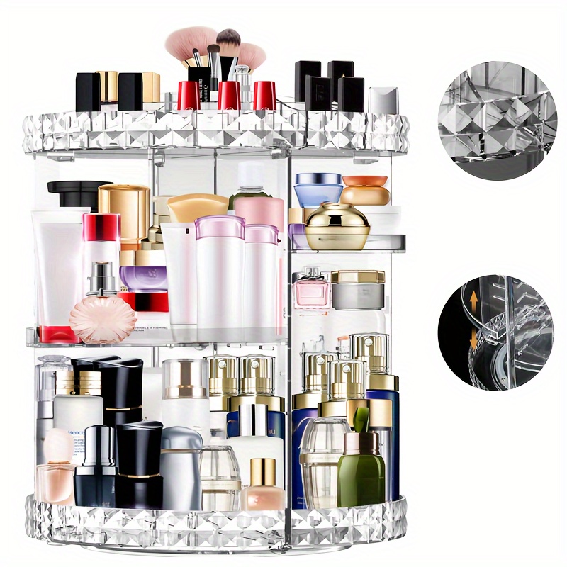 

2024 Perfume Organizer Skin Care Organizer Makeup Organizer Rotating 7 Adjustable Large Capacity Cosmetic Organizer Transparent Make Up Organizers And Storage Product Bathroom Organizer