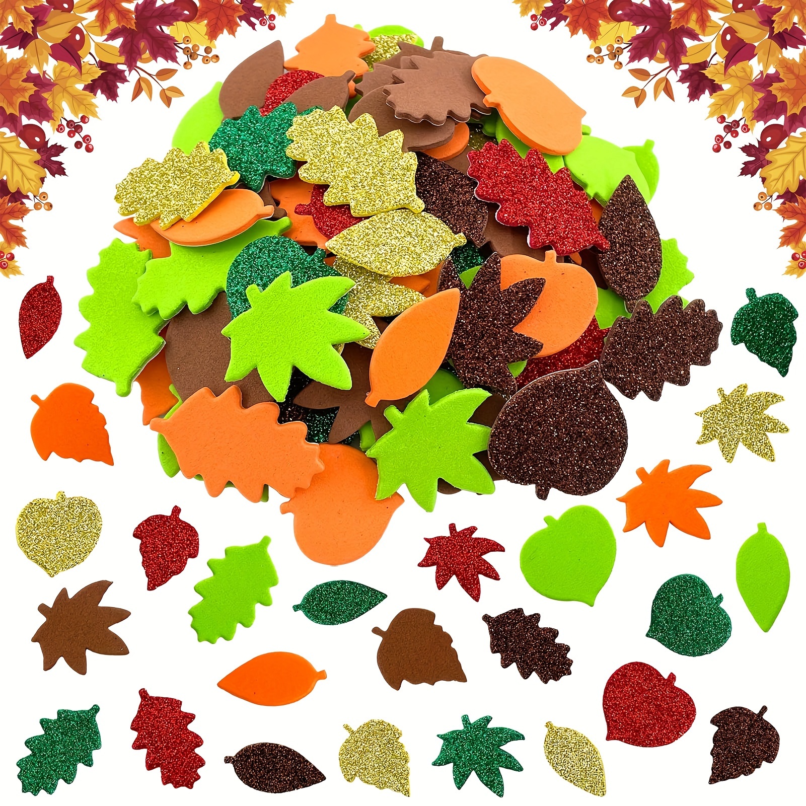 

Thanksgiving Stickers - 50/100pcs - Foam For Fall Decoration, Diy - Plastic , Wood//metal/ , 14+