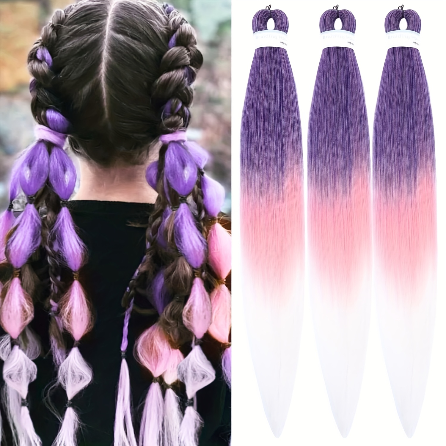 blue hair extensions braids sold on Temu United States