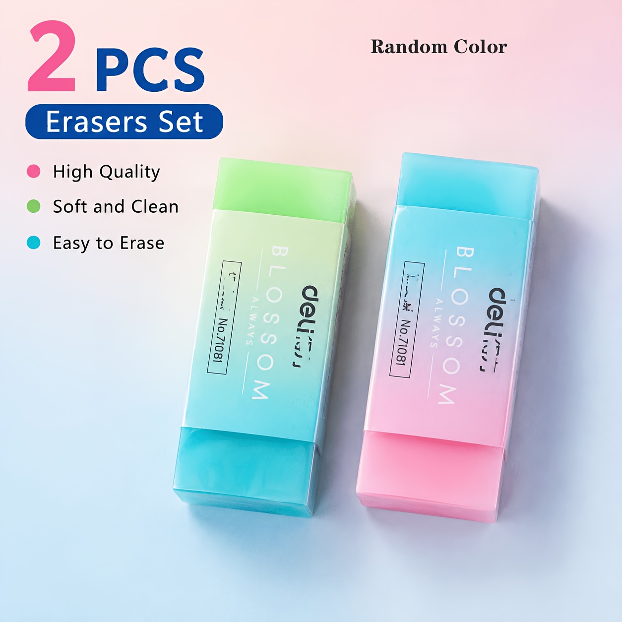 TEMU 2pcs/6pcs/23pcs Pack Colorful Pencil Erasers Suitable For School, Office, Drawing & Writing - Soft Durable Rubber Eraser Blocks With Rectangular