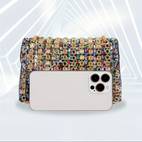 colorful clutch bag for women luxury chain shoulder bag shiny glitter handbag purse for party prom banquet evening