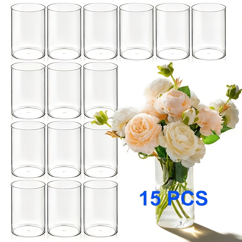 15 5 pack 10cm 6cm 6cm cylindrical acrylic vase decorative bottle high   durable shatterproof suitable for parties home decor wedding anniversaries birthday parties table centerpieces and party decorations minimalist decorative