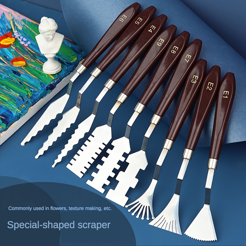 

9pcs -shaped Art Scrapers - Knives For Mixing, Blending, And Oil, , And Gouache - Tool For Art And