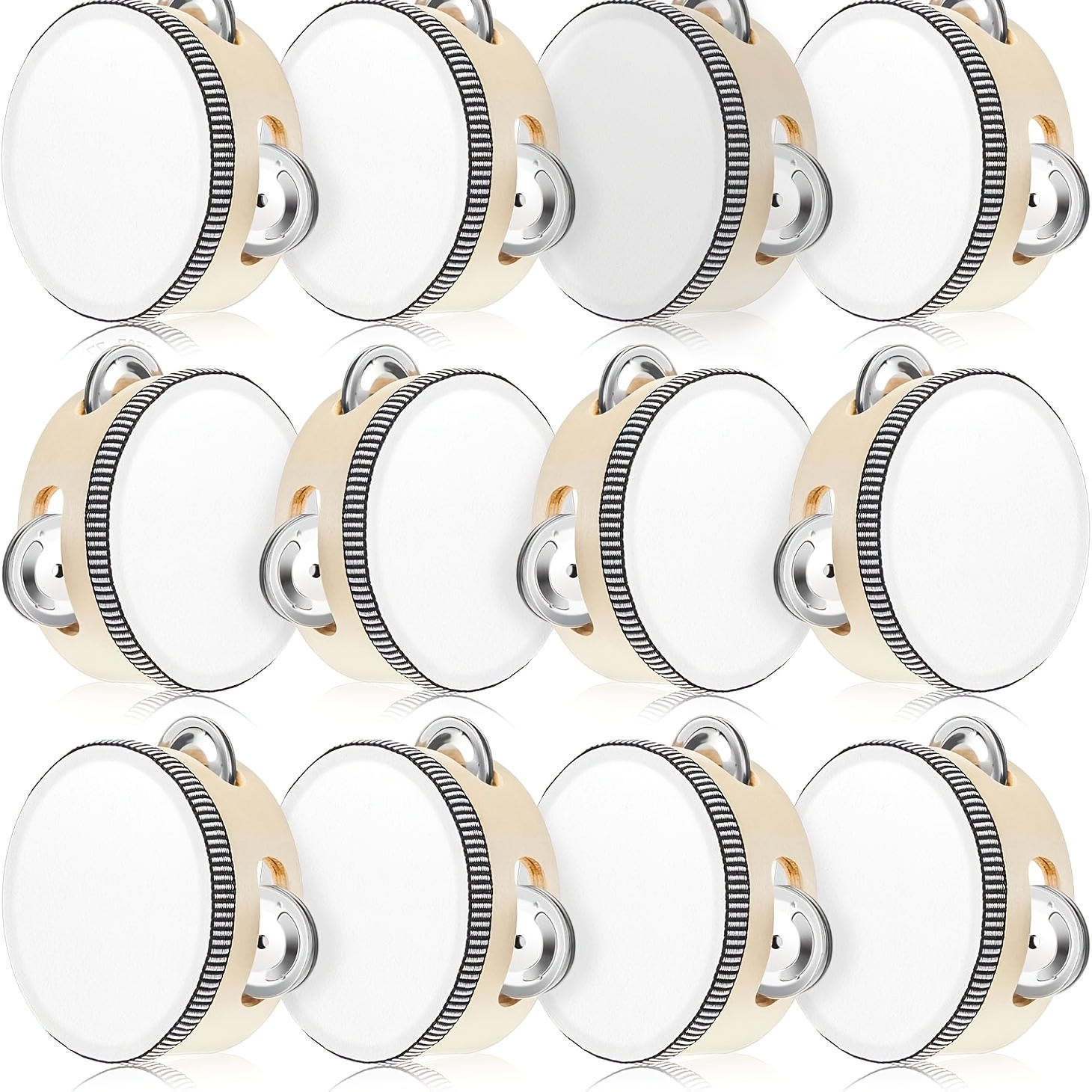TEMU 10pcs Hand Drum Set, Suitable For Adults, A Portable Percussion Instrument Gift For The Christmas Season, From Wood And Metal, Tambourines, N
