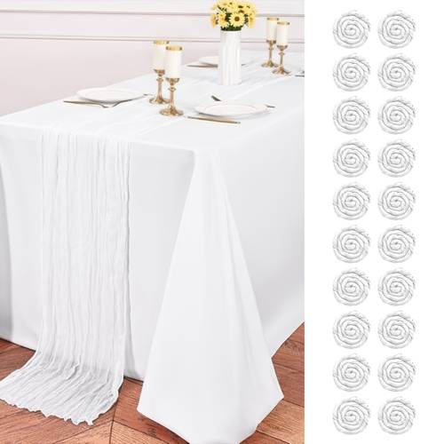 20pcs cheesecloth table runner 10ft 21 5 cheesecloth gauze table cloth boho table decoration solid color table for wedding party bridal shower thanksgiving christmas decoration
