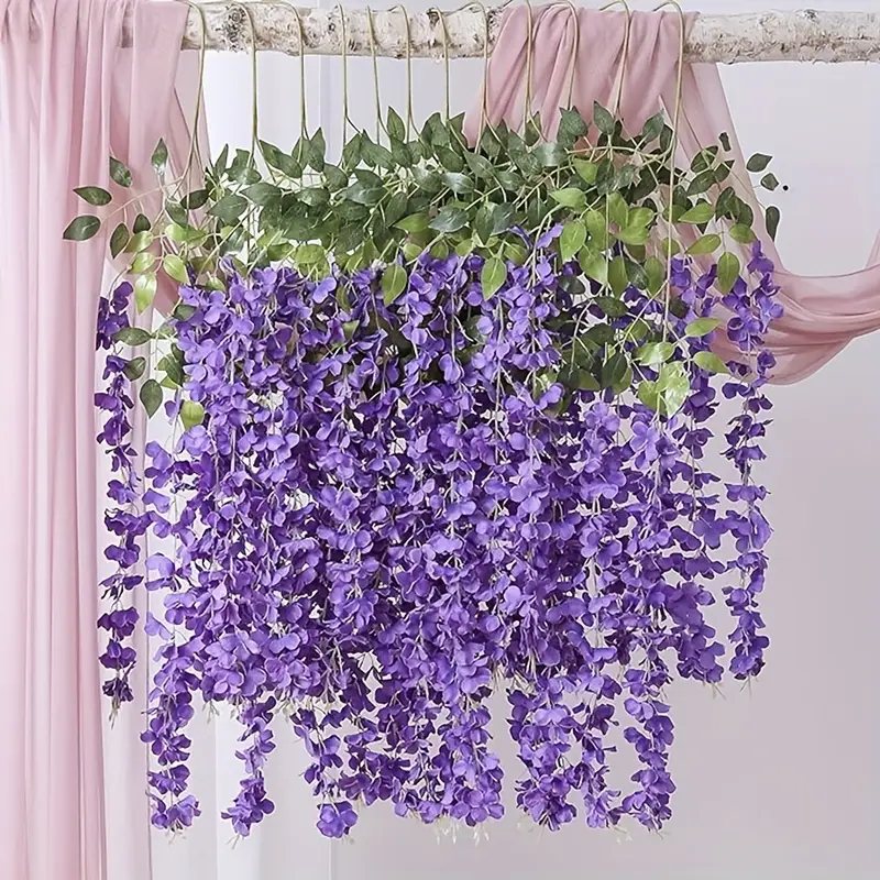24er Set Künstliche Glyzinien-Girlande – 10 M Blumenranken Aus Seide – Grün – Für Haus, Hof, Hochzeit & Hintergrund Glyzinien Girlande Künstlich