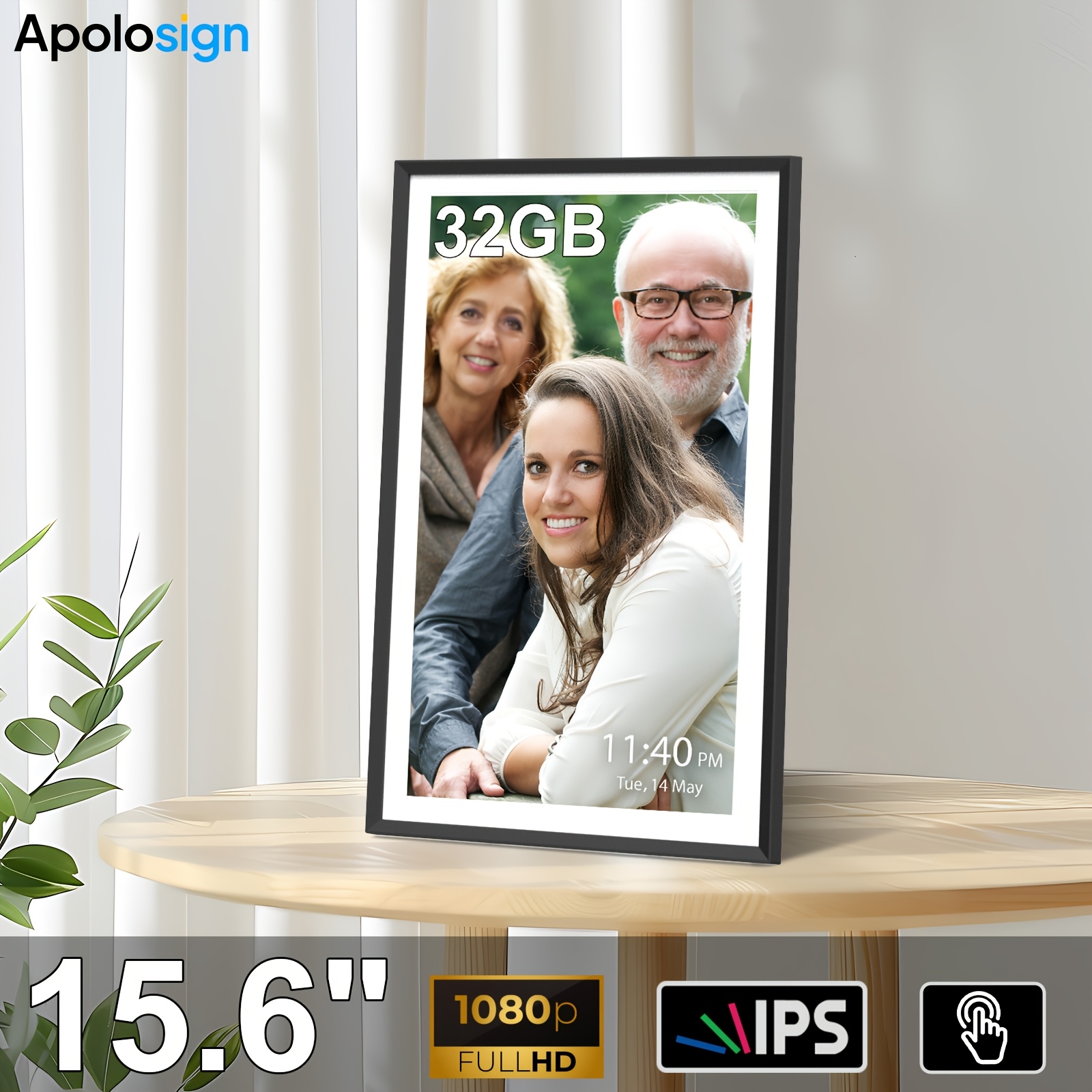 15.6 Inch Digital Photo Frame - WiFi Smart Frame With Touch Screen ...