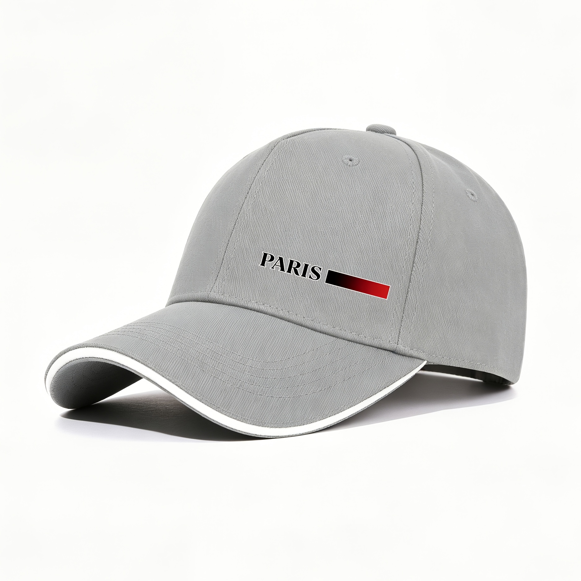 TEMU Casquette de baseball pour homme avec imprimé de rayures dégradées noir-rouge et l' "PARIS", chapeau de soleil décontracté style streetwear pour