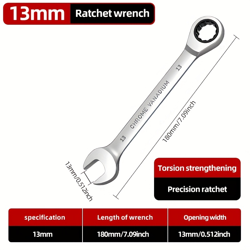 E-shop 6-32mm Metrischer Ratschenschlüssel, 72-Zahn Ratschenschlüssel, Zweckmäßiges Ratschenwerkzeug für Autoreparatur, Handwerkzeug,