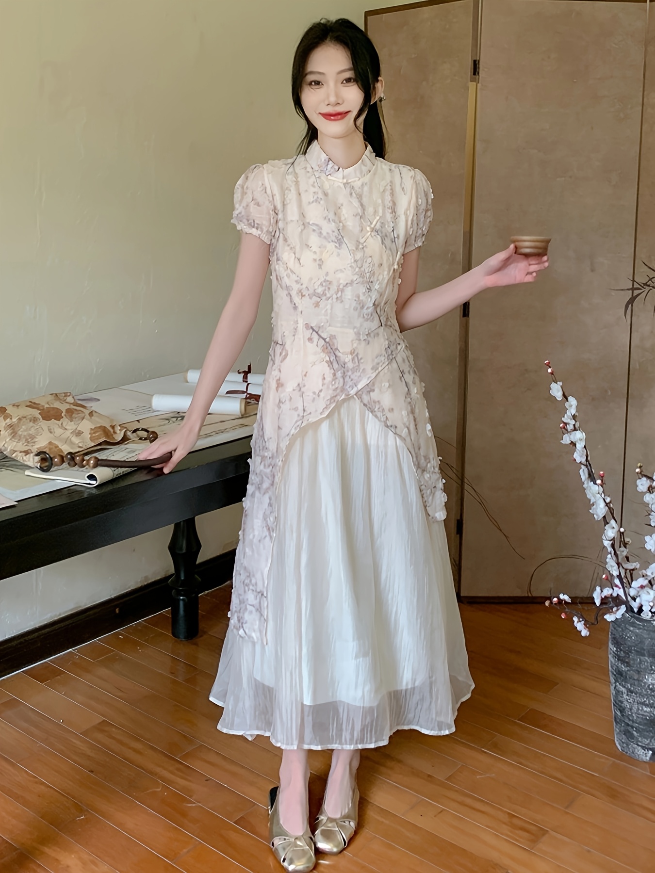 bridesmaid elegant dresses Elegant Denim large lapel collar, cut out waist summer slit long dress
