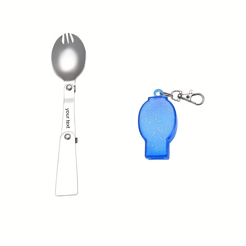 personalized 304 stainless steel   with keychain compact portable fork and spoon set reusable ideal for outdoor camping picnic   orange camping essentials compact tableware durable tableware Product details 9