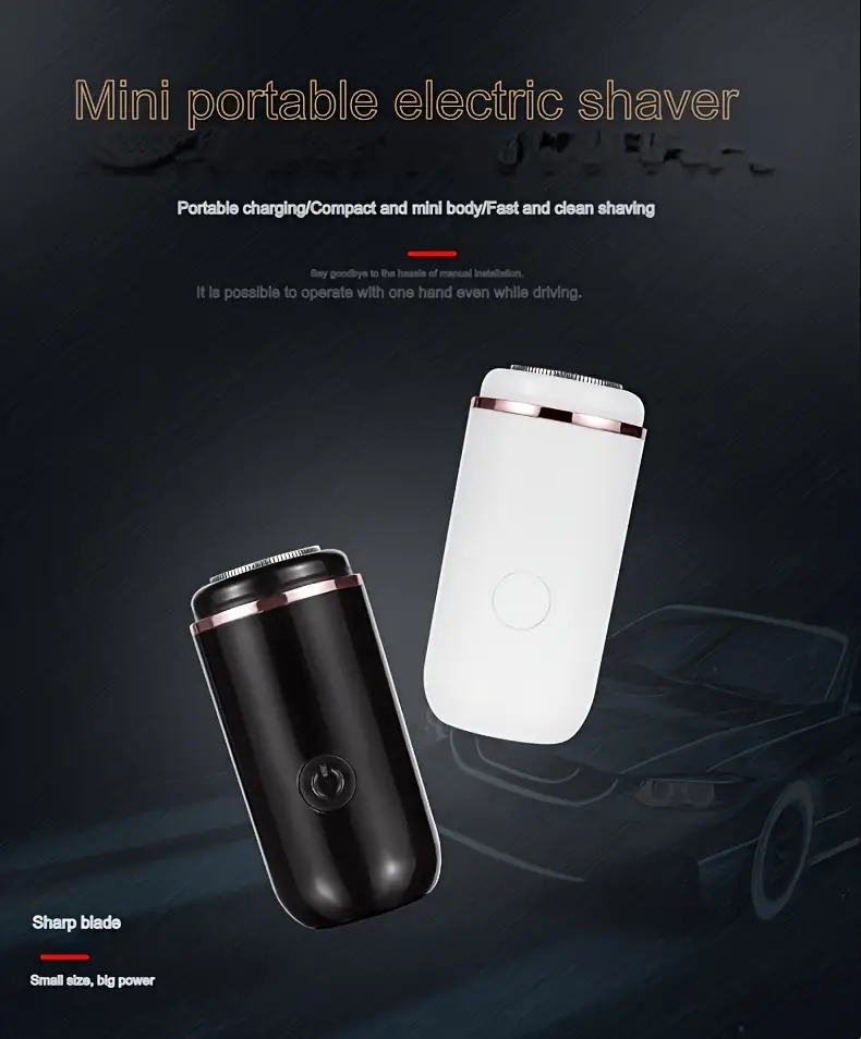 portable mini electric shavers for men usb rechargeable travel friendly 46 stainless steel blade black light blue car trips valentines day gifts mini portable shaver details 0