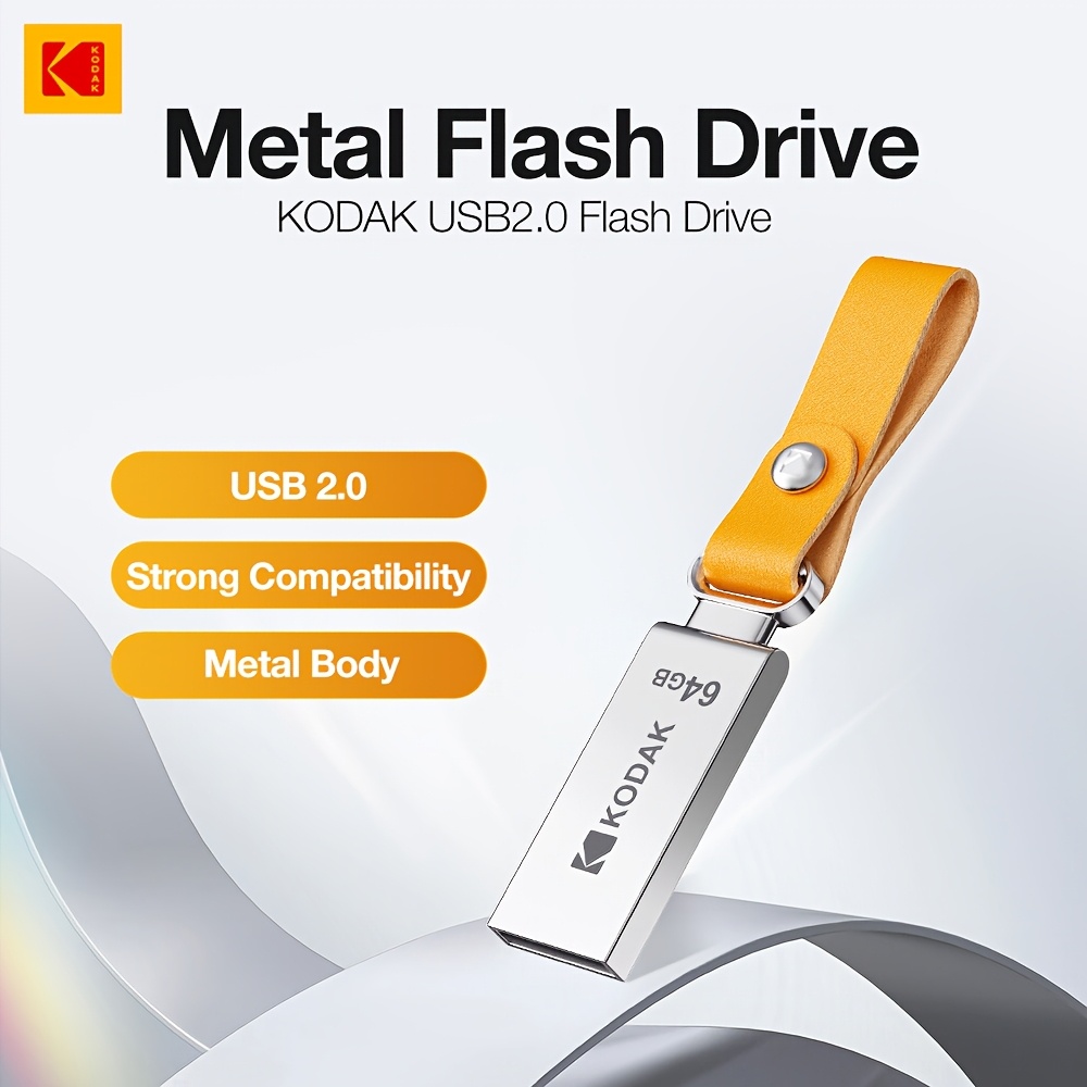 

Kodak Metal Flash Drive, Usb 2.0, 32gb/64gb/128gb, U Disk With Mini Leather Keychain For Easy Portability