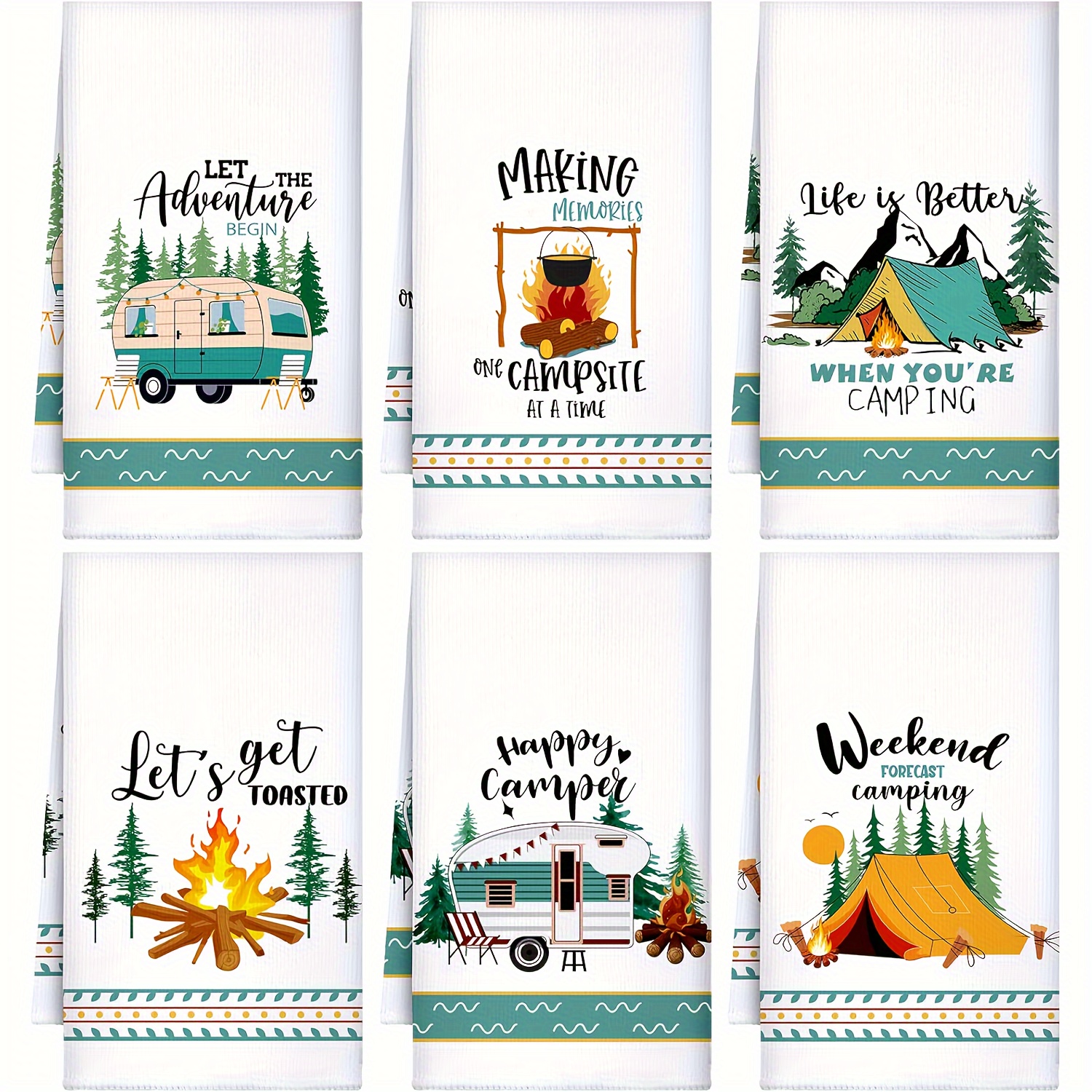 

6pcs Microfiber Tea Towels, Kitchen & Bathroom Decor - Absorbent, Washable, Of Campsites And Tents - For And Cleaning Supplies