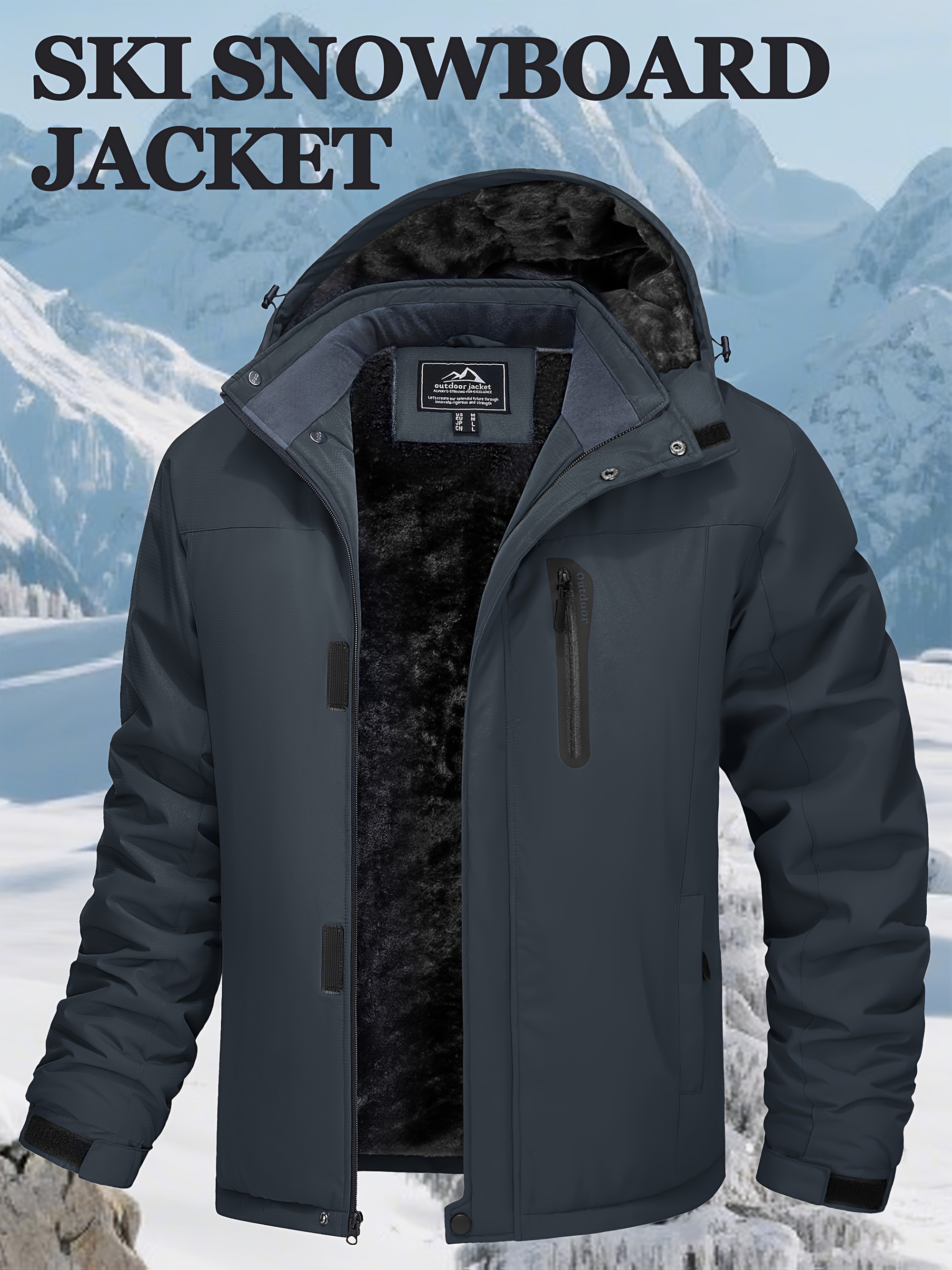 Men's Windproof Fleece Lined Ski Snowboard Jacket