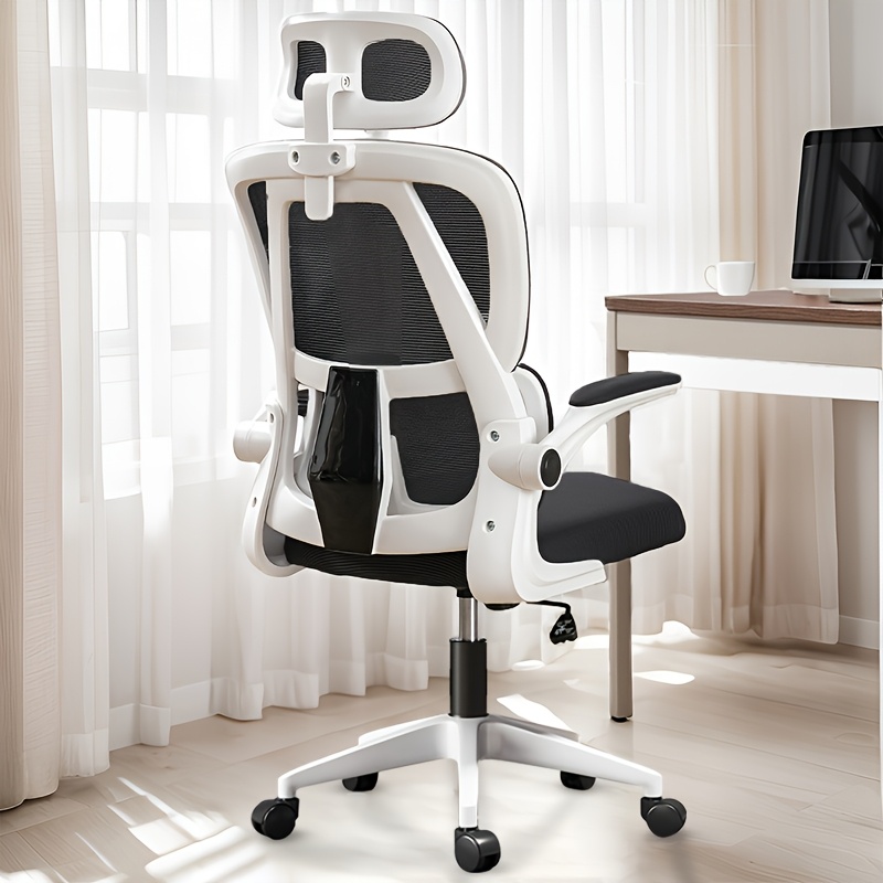 TEMU Ergonomic Office Chair Home Desk Chair Adjustable High Back Mesh Chair Lumbar Support Computer Chair With Flip-up For Gaming Office Chair