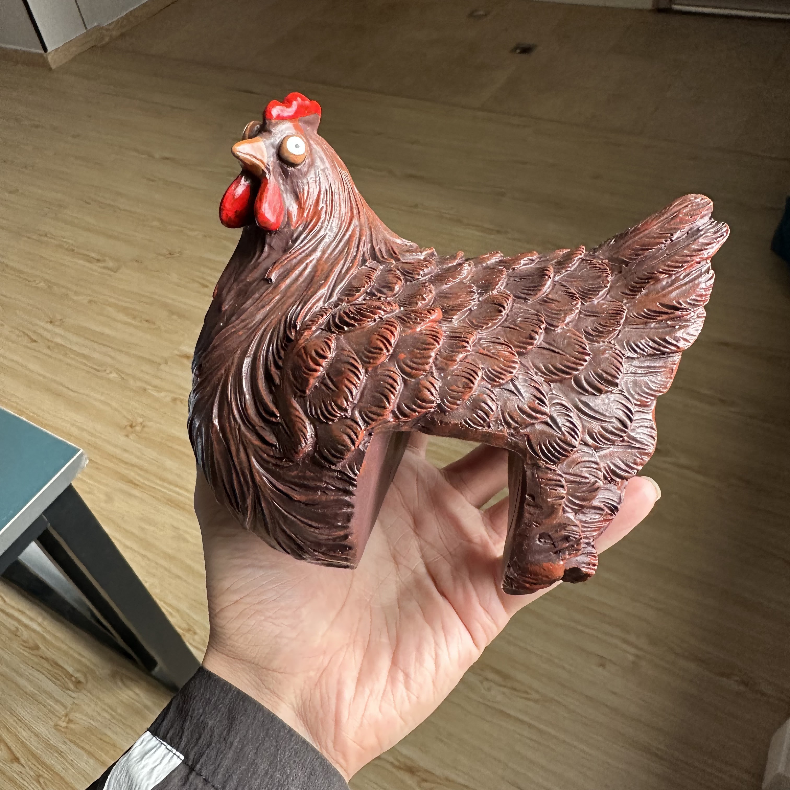 1pc Fence, Creative Chicken Ornament, Resin Figurine, Home And Garden Decoration, Resin Statue Craft