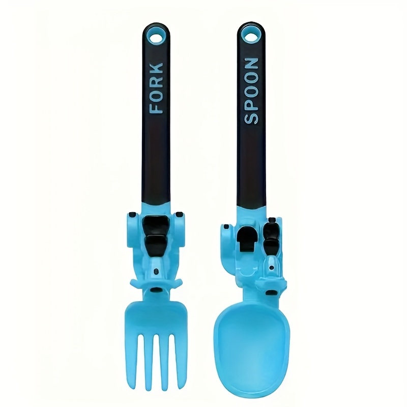 TEMU 1pc, Children's Cutlery Set With Fork And Spoon, Motorcycle Theme, Pp Material, Portable Design, , Dishwasher Safe, With Storage Box, Perfect For Home And Travel Use