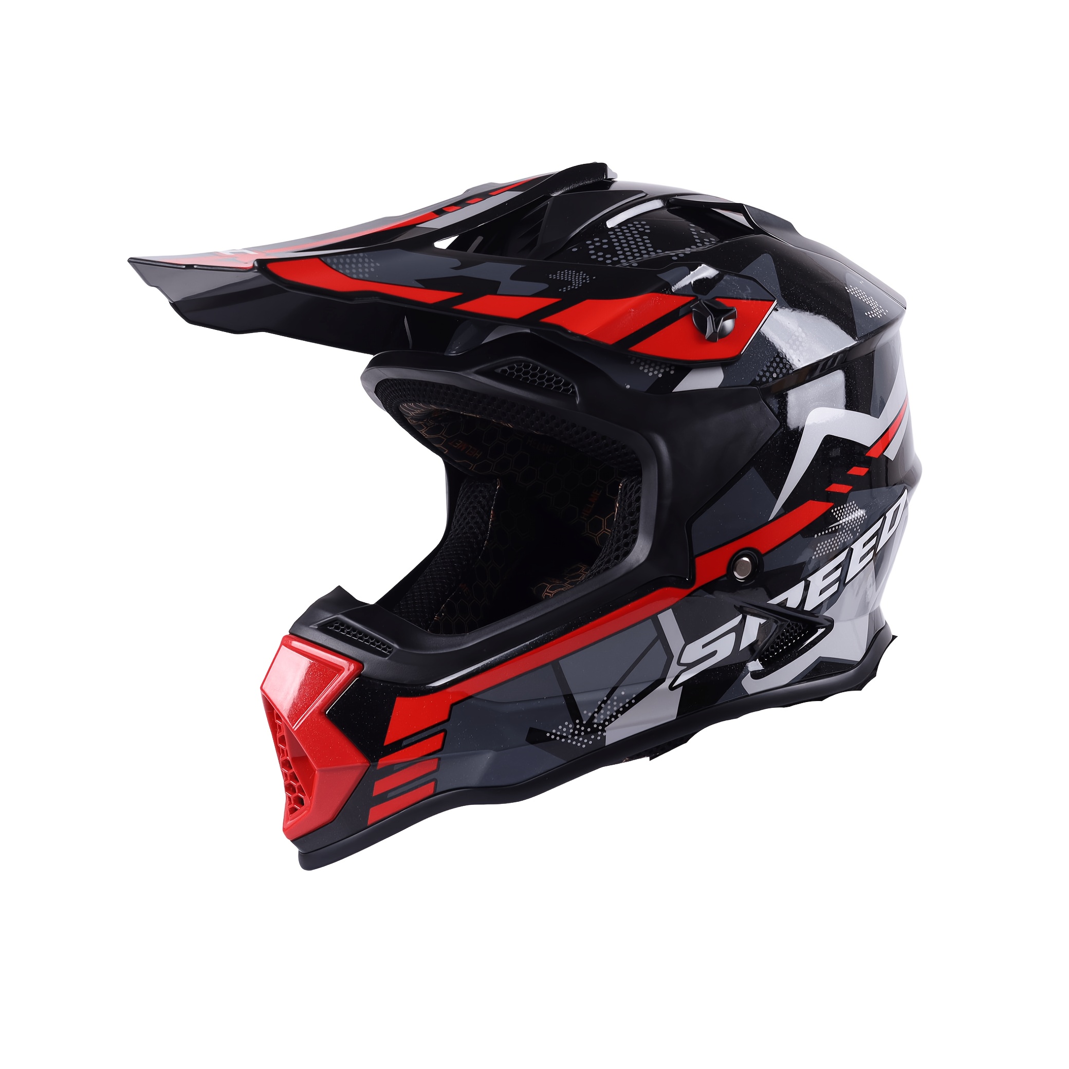 motorcycle helmet with lightweight modular design suitable for   genders and   made from abs resin material featuring real product photography and a   print design