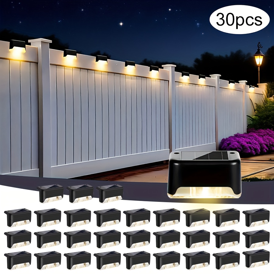 TEMU Solar Outdoor Lights - 30/20pcs Solar Deck Lights, Solar Lights, Ip44 Led Lights Warm White, For Home Garden Decoration, Solar Decorative Stair